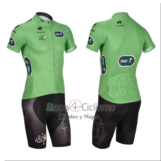 Tour DE Francia Ropa Ciclismo Culotte Corto 2014 Hombre Mangas Cortas Verde